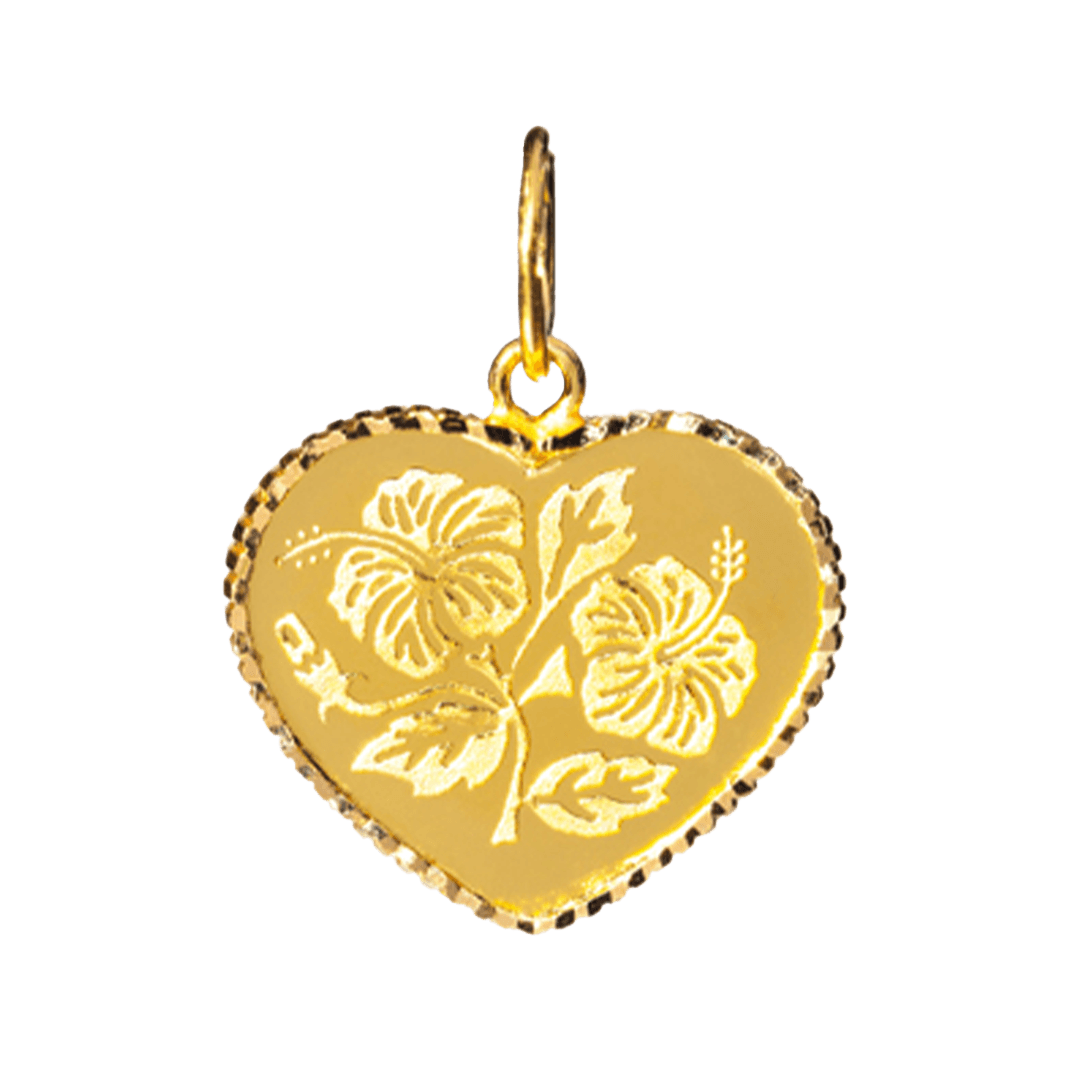 916 Gold Pendant - Hibiscus