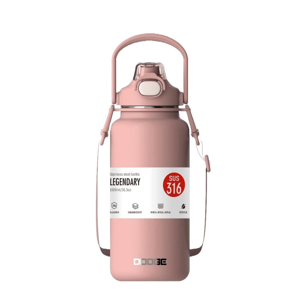 1.3L Dual Head 316SS Stainless Steel Water Bottle With Strap (assorted color)