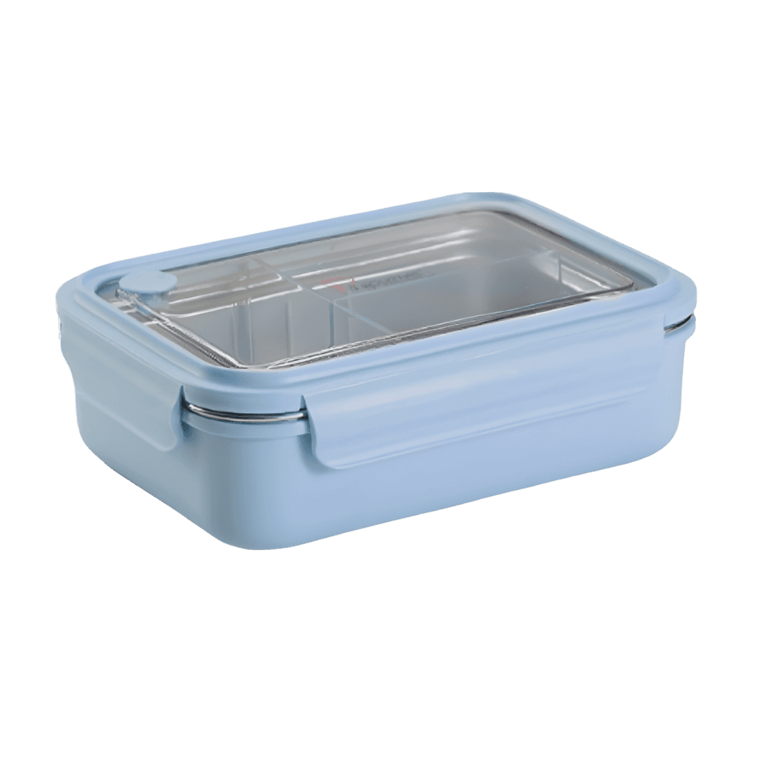 3R Pac2Go Sassy Collection 1100ml Rectangular Lunch Box with 304 Stainless Steel Insert (LGMAC3RT408501 - Blue)