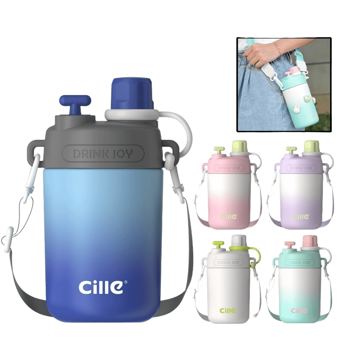 580ml Cute Dual Head 316SS Stainless Steel Water Bottle With Strap (assorted color)