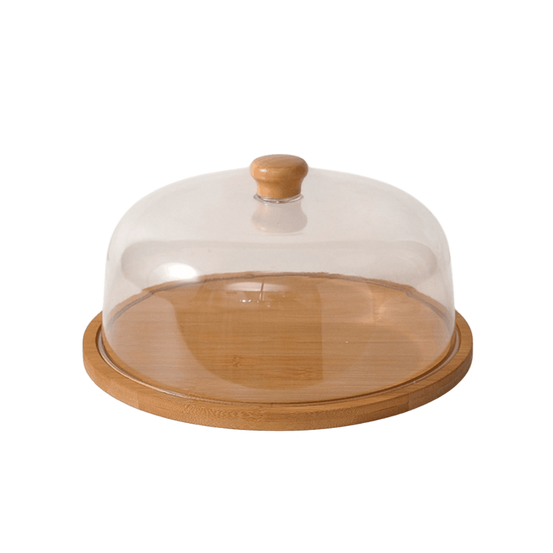Bamboo Cake Stand With Acrylic Lid 30cm