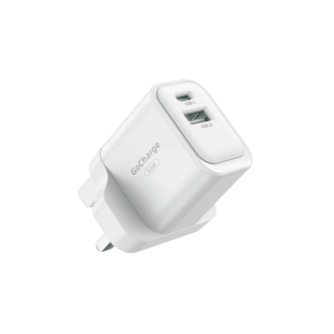 GoCharge 33W PD Fast Charging Adapter | Dual Port USB-C + USB-A (1C1A)